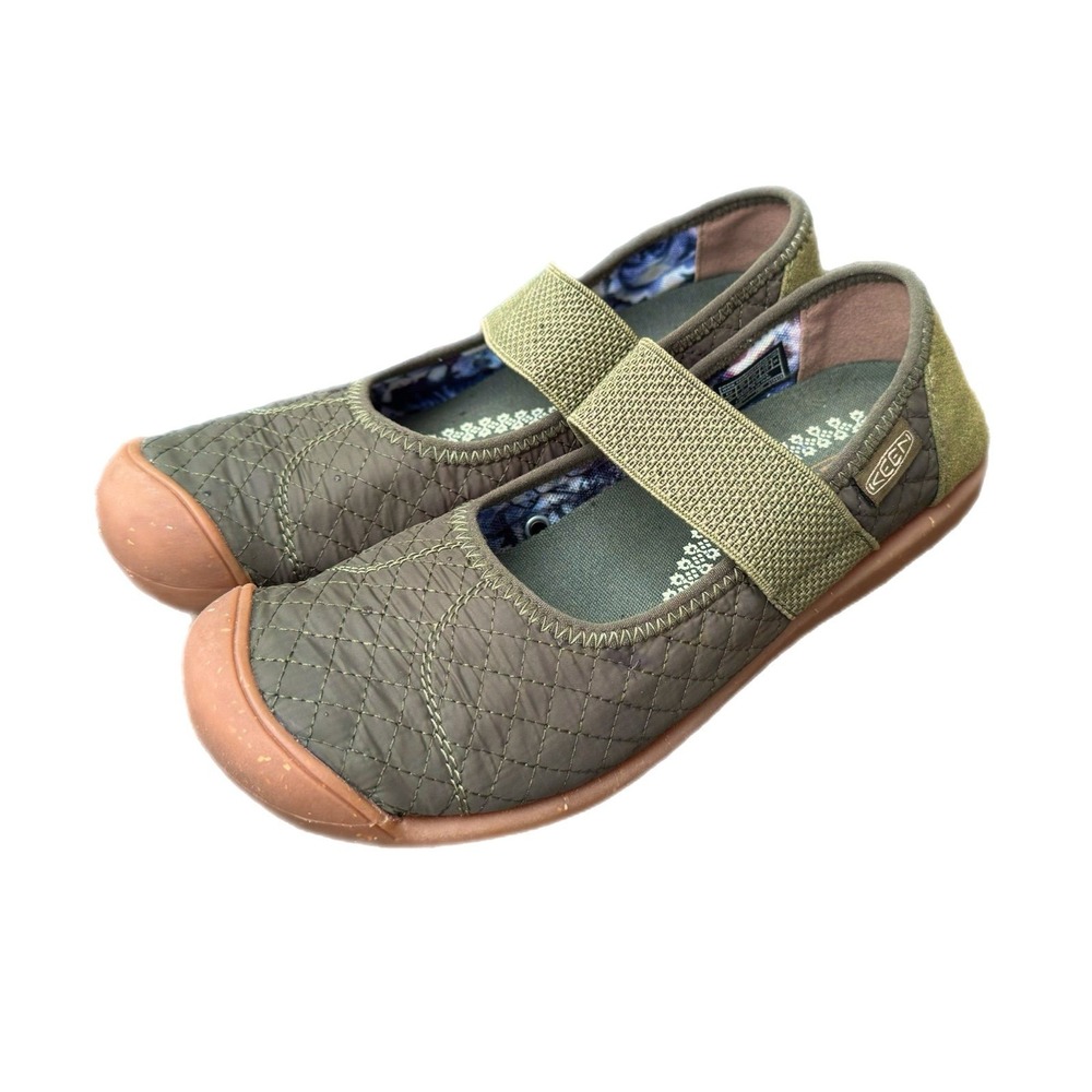 Keen Sienna Mj Mary Jane Quilted martini olive green women's size 6 rubber flat